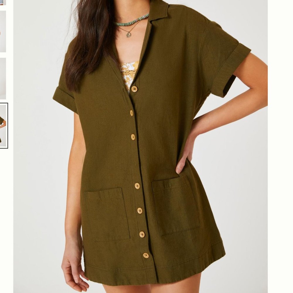Anthropologie Pilcro Buttondown Shirt Dress Moss Large